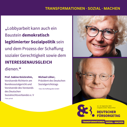 Grafik mit Zitat von Frau Prof. Sabine Knickrehm (oben) und Herrn Michael Löher (unten) –